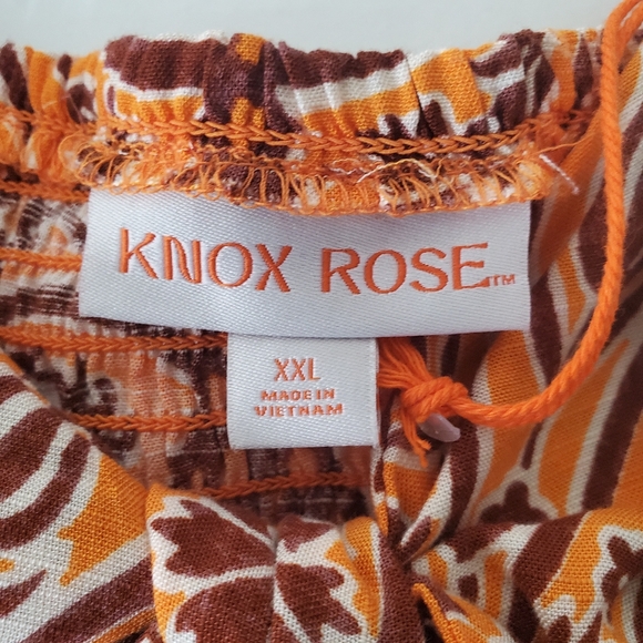 Knox Rose Women's Wide Strap Sleeveless A-Line Dress Coral Orange Floral Sz XXL - Picture 7 of 13